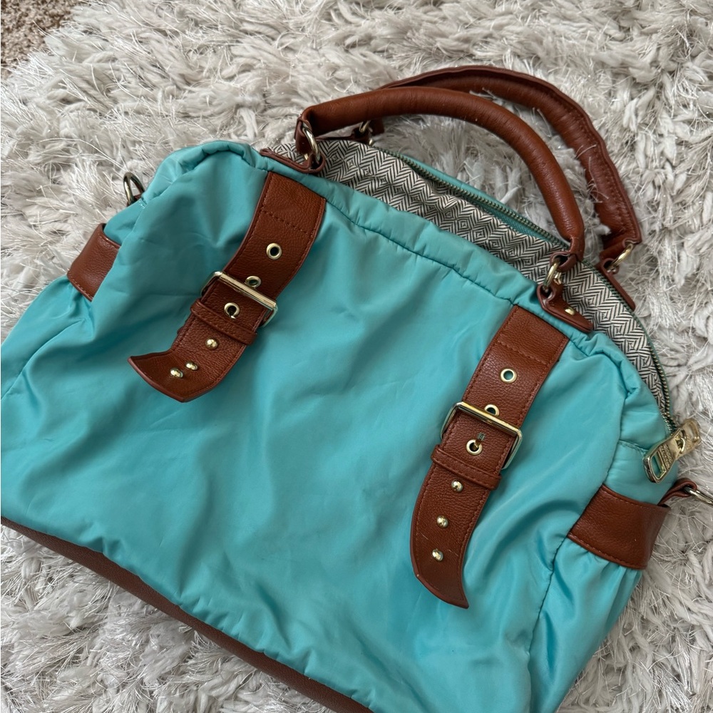 Steve Madden Teal and Brown Travel Bag